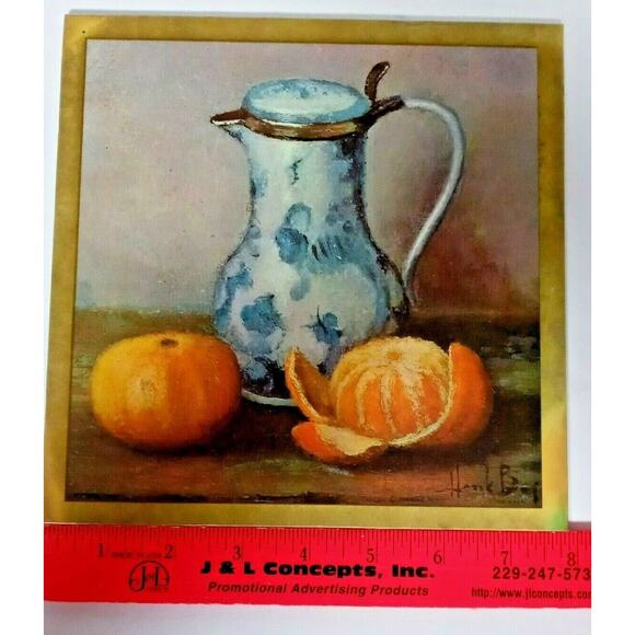 Fruit Art Trivets Wall Decor Henk Bos 1959 Orange Apple VTG 🍊🍒 - Picture 5 of 12
